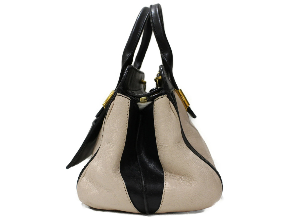 Chloe Pink Little Cream Black Handbag Leather Alice Cream Black